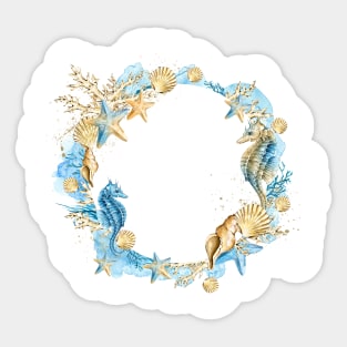 Image: Watercolor, Ocean wreath Sticker